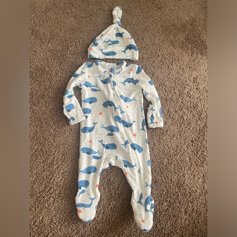 Angel Dear Newborn Footie pajamas and hat